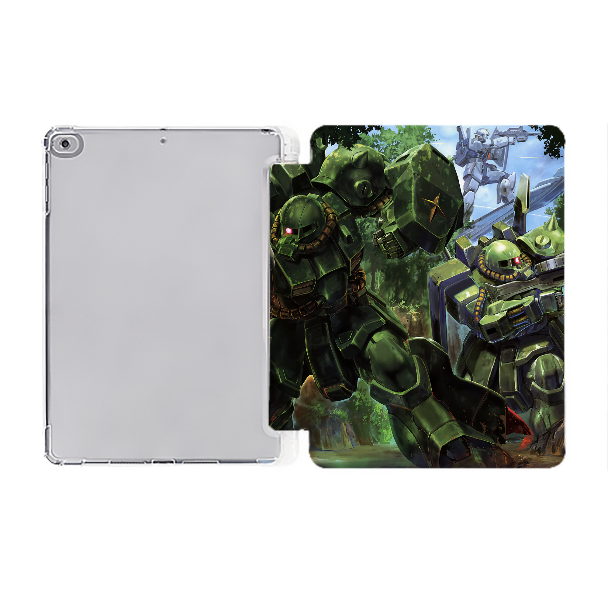 （画像用） 機動戦士ガンダム Mobile Suit Gundam IPad ケース ペン収納付き 三つ折りスタンド PUレザー×シリコン 対応機種9.5/10.5/10.9インチ